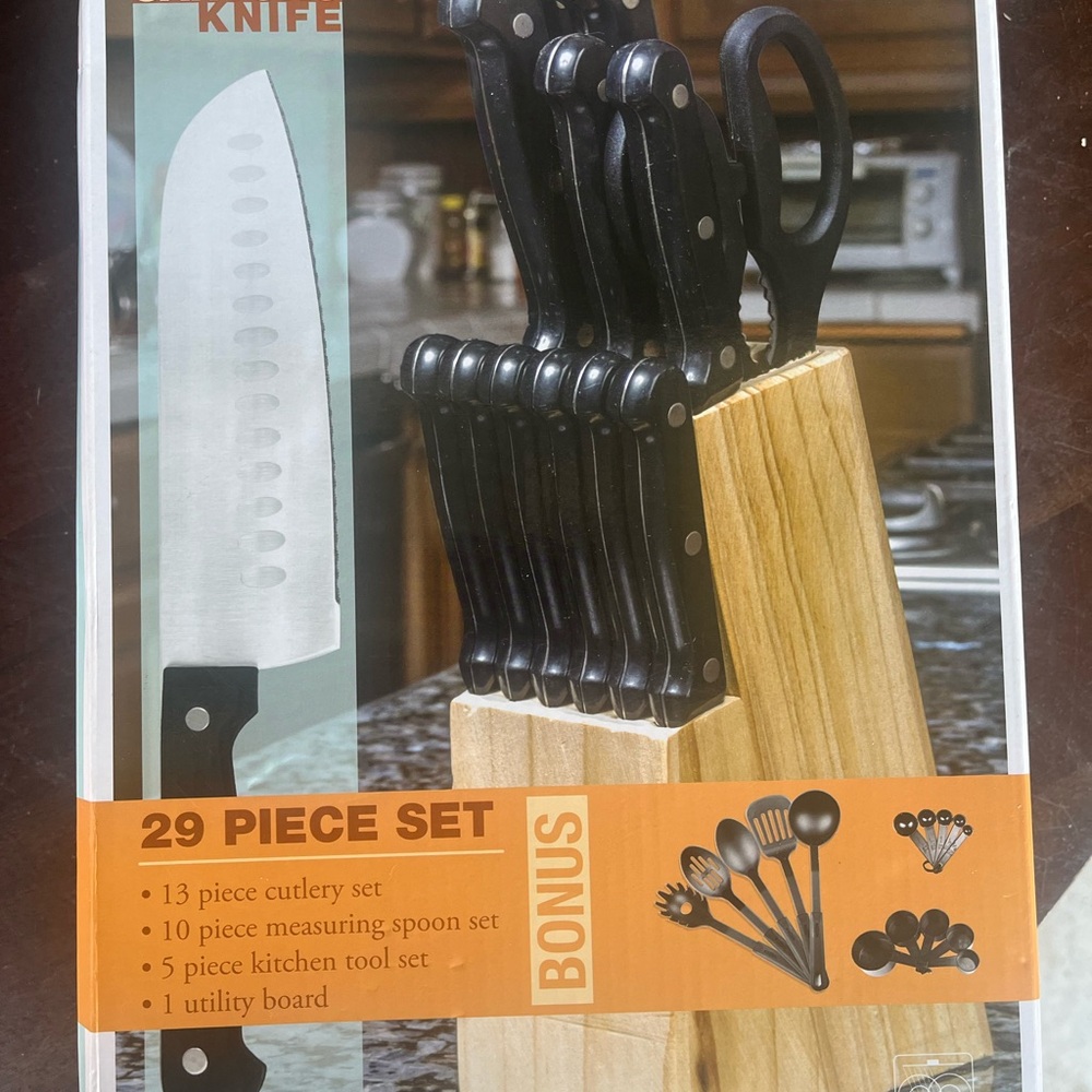 Stainless Steel Knife Set with Wooden Block
